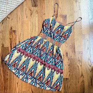 Boutique Colorful Tribal Open-Back Summer Dress